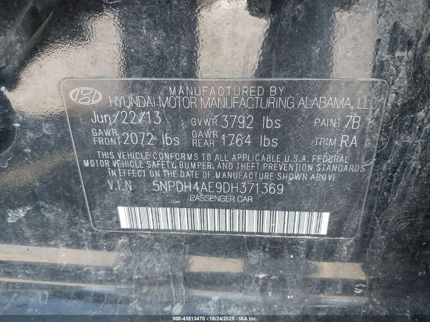 2013 HYUNDAI ELANTRA GLS