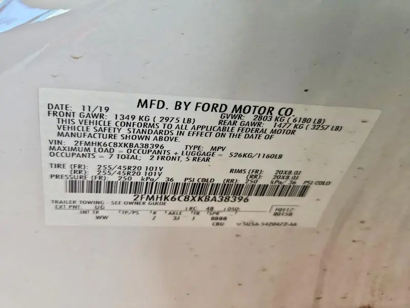 2019 FORD FLEX SEL  