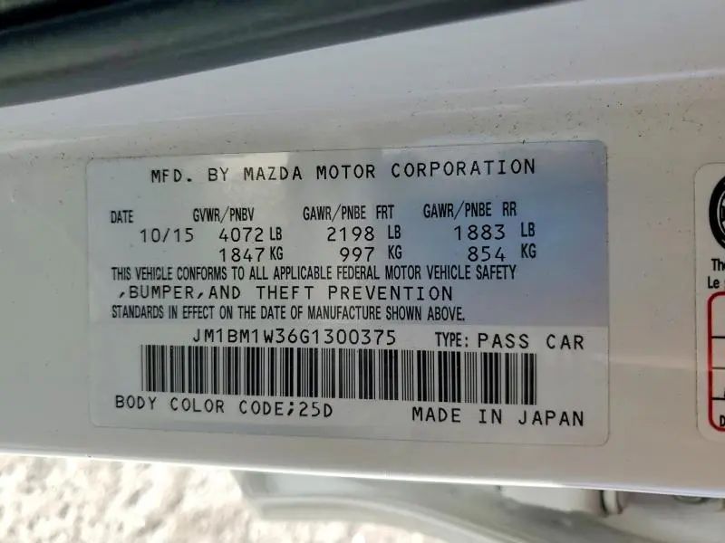 2016 MAZDA 3 TOURING  