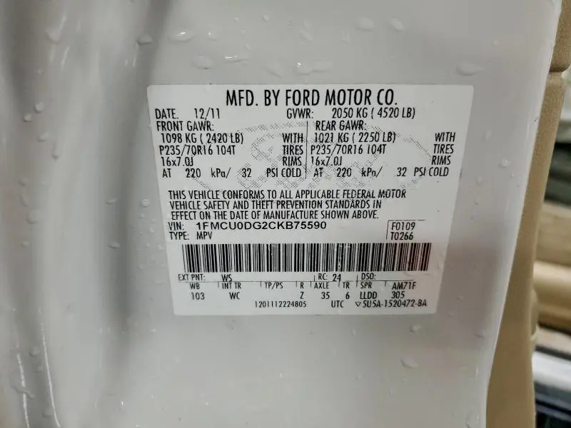 2012 FORD ESCAPE XLT  