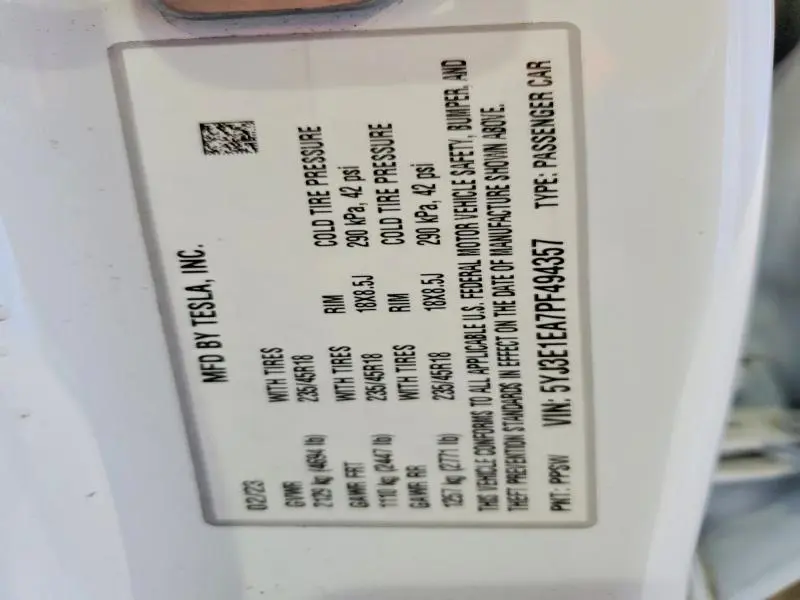 2023 TESLA MODEL 3   