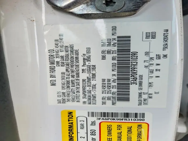 2015 FORD FUSION TITANIUM  