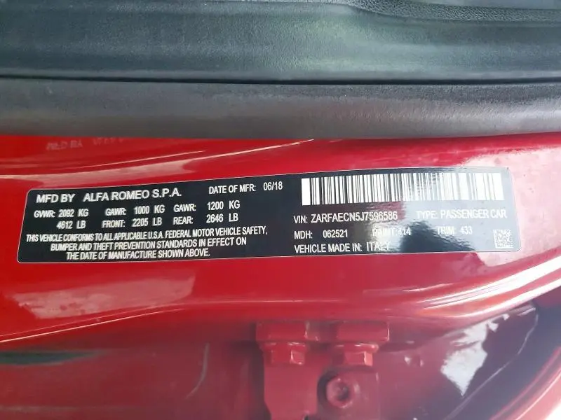 2018 ALFA ROMEO GIULIA TI  