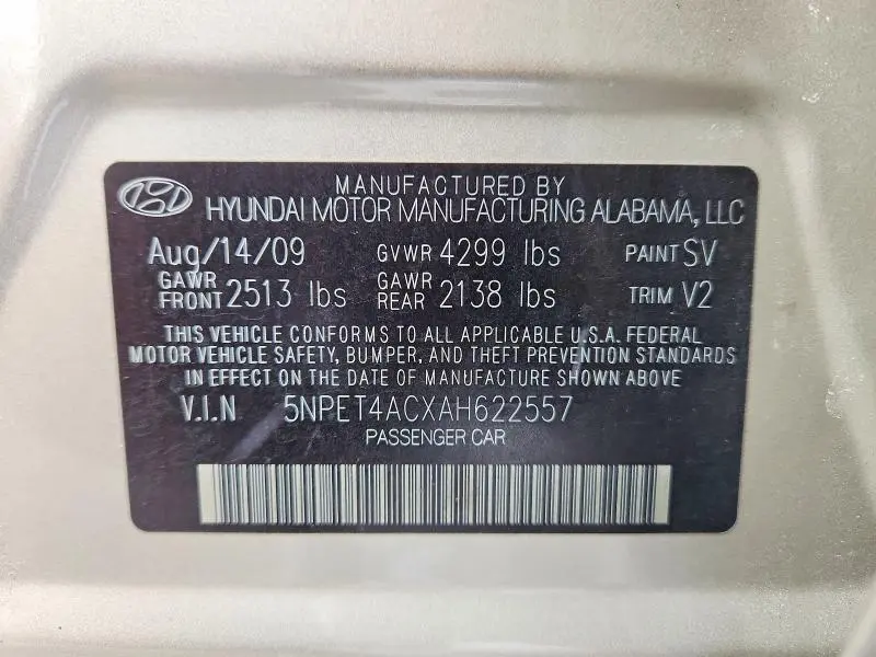 2010 HYUNDAI SONATA GLS  