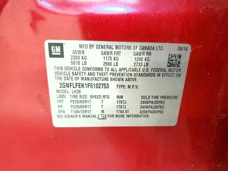 2015 CHEVROLET EQUINOX LT  