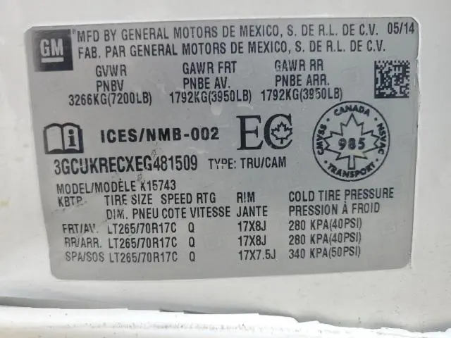 2014 CHEVROLET SILVERADO K1500 LT  