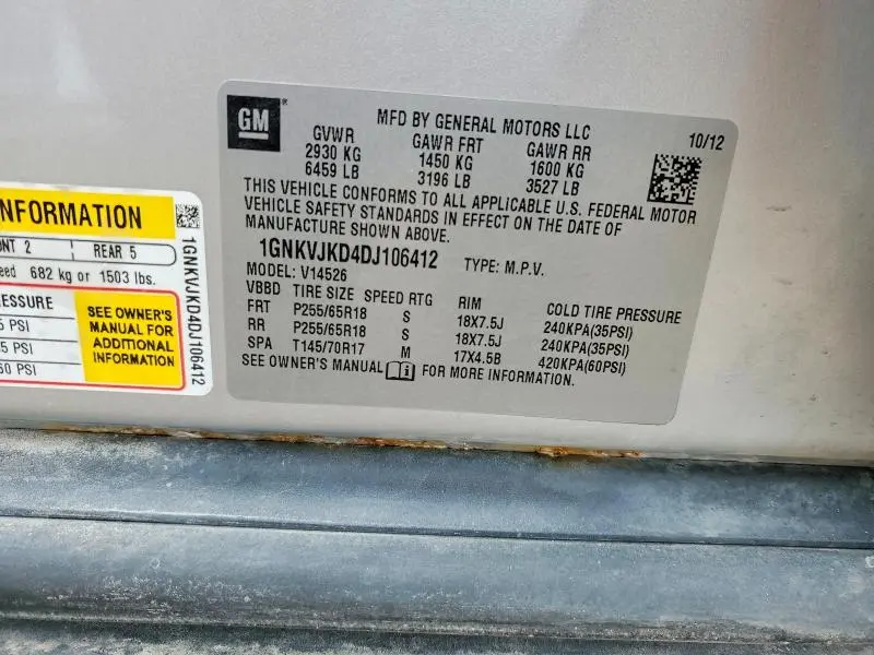 2013 CHEVROLET TRAVERSE LT  