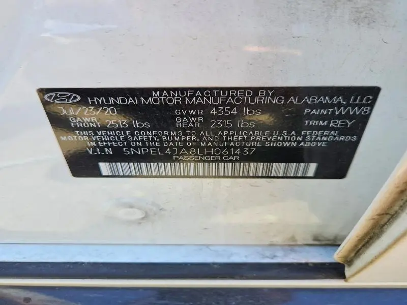 2020 HYUNDAI SONATA SEL  