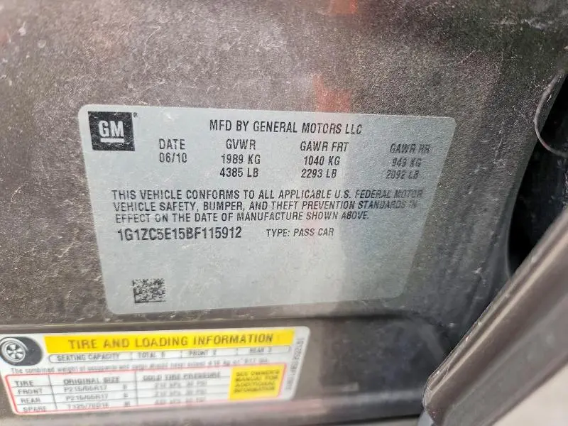 2011 CHEVROLET MALIBU 1LT  
