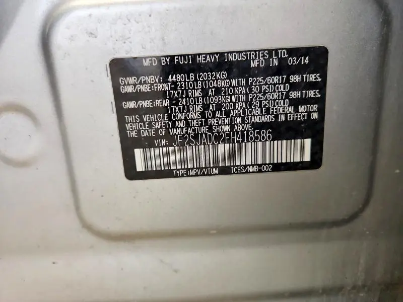 2015 SUBARU FORESTER 2.5I PREMIUM  