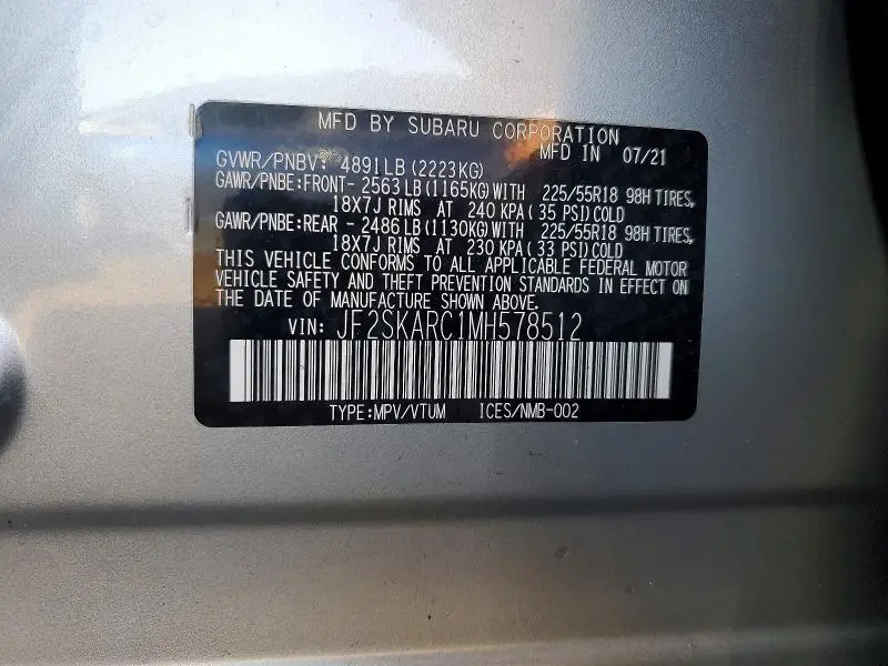 2021 SUBARU FORESTER SPORT  