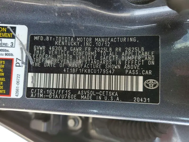 2012 TOYOTA CAMRY SE  