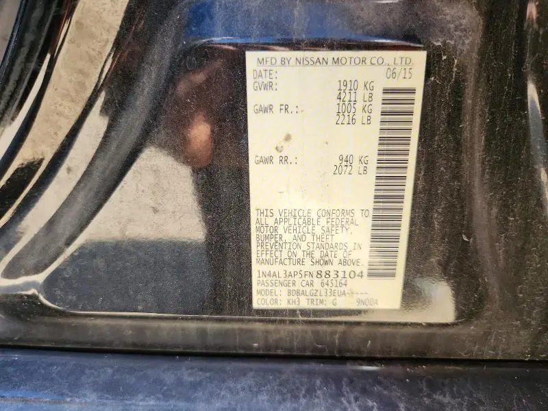 2015 NISSAN ALTIMA 2.5 S  