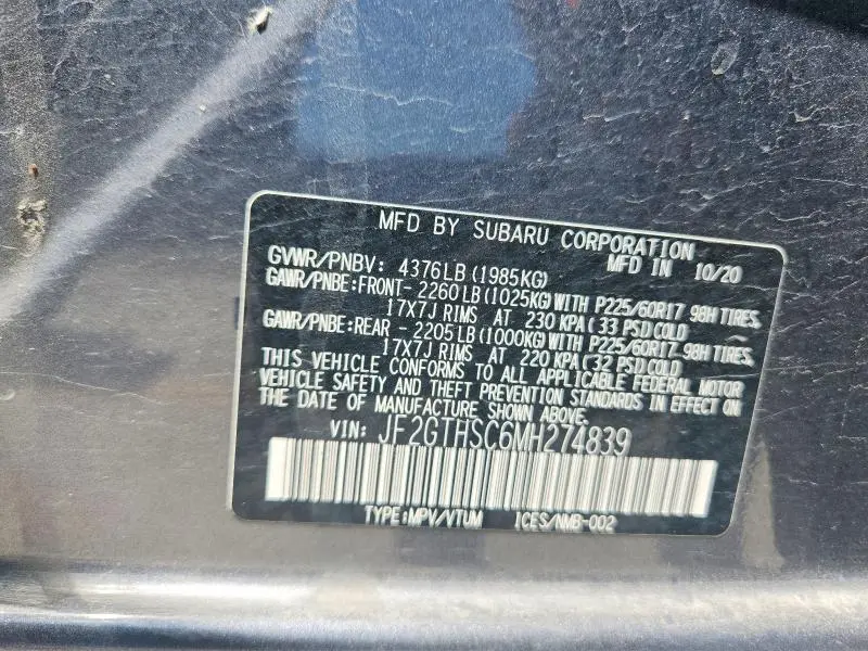 2021 SUBARU CROSSTREK SPORT  