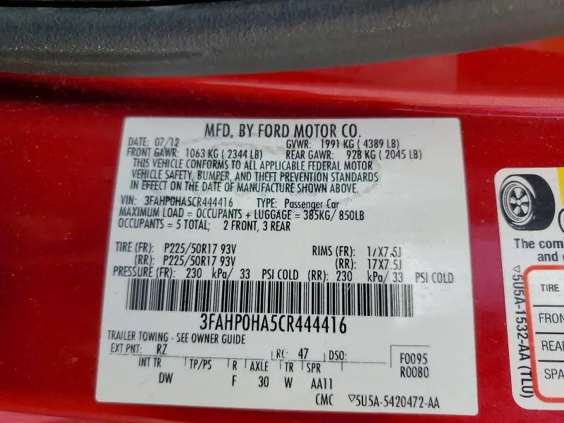 2012 FORD FUSION SE  