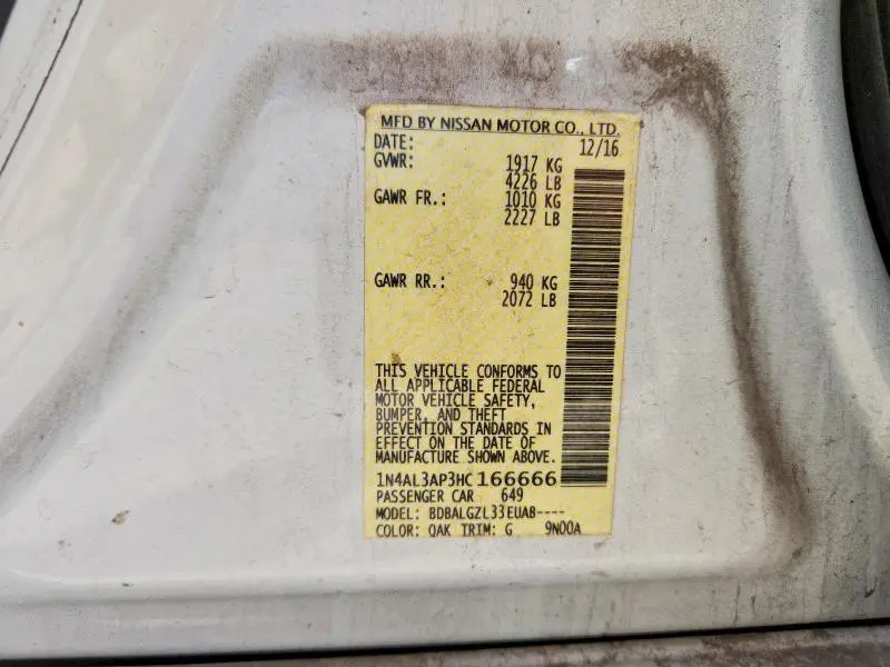2017 NISSAN ALTIMA 2.5 S  