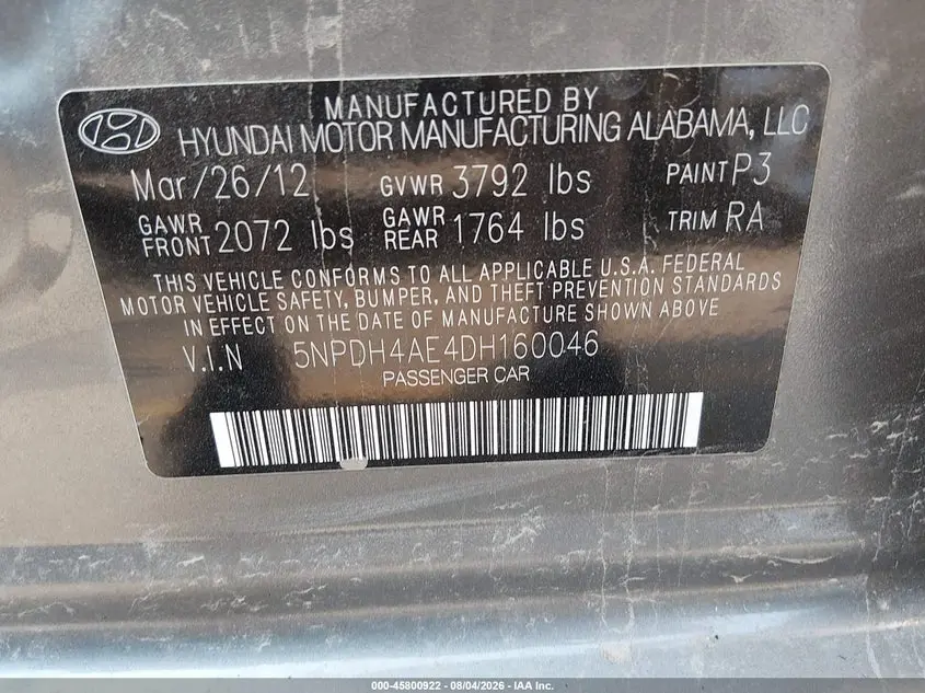 2013 HYUNDAI ELANTRA GLS