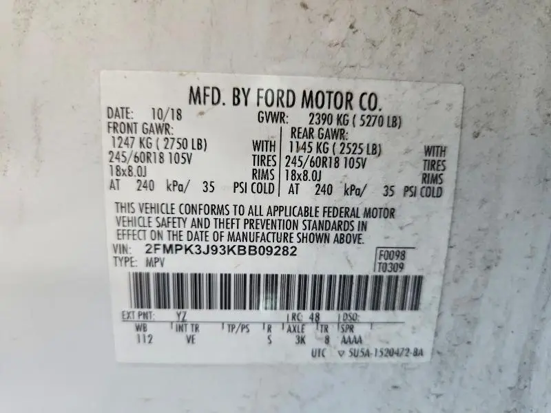 2019 FORD EDGE SEL  