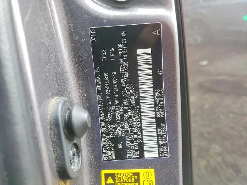 2015 TOYOTA HIGHLANDER XLE  