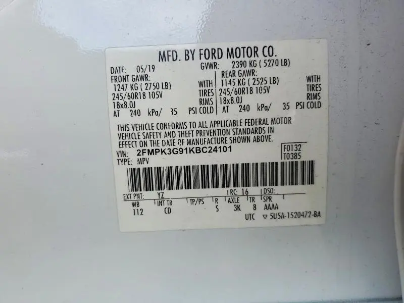 2019 FORD EDGE SE  