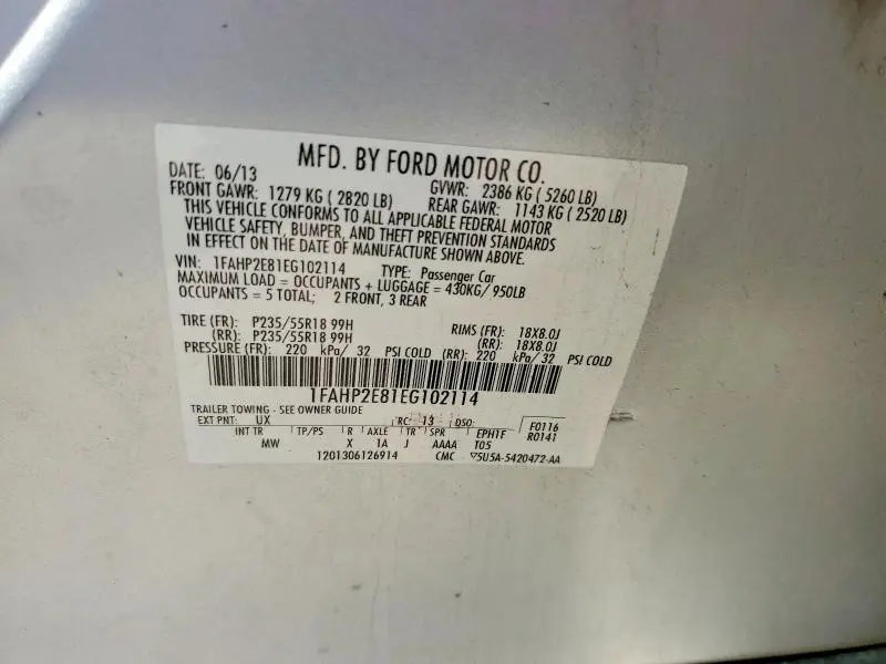 2014 FORD TAURUS SEL  