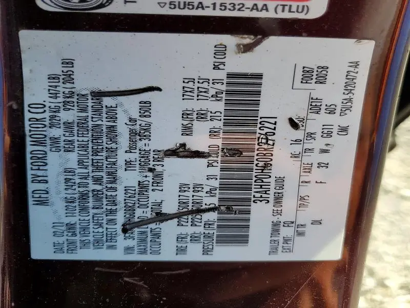 2011 FORD FUSION SE  