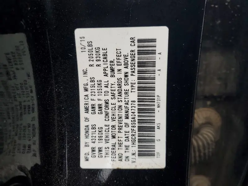 2016 HONDA ACCORD EXL  