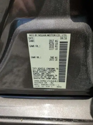 2016 NISSAN ALTIMA 2.5  
