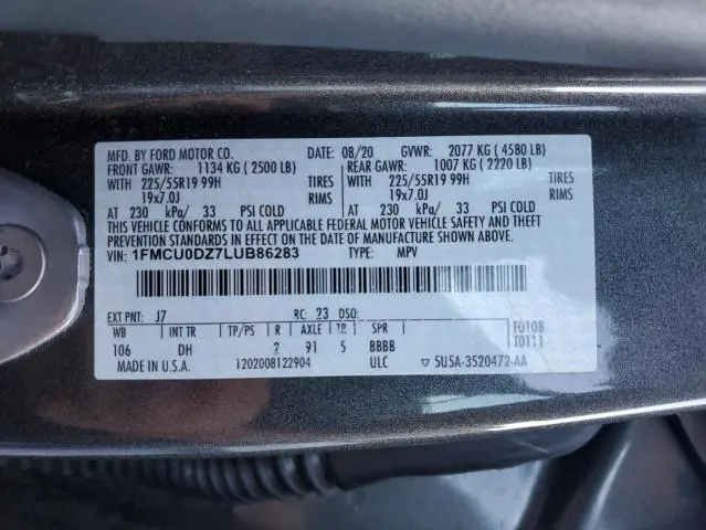 2020 FORD ESCAPE TITANIUM  