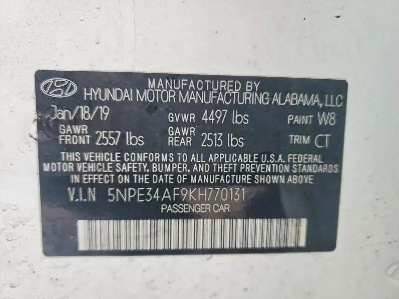 2019 HYUNDAI SONATA   