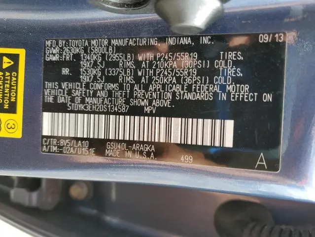 2013 TOYOTA HIGHLANDER LIMITED  