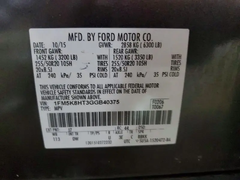 2016 FORD EXPLORER PLATINUM  