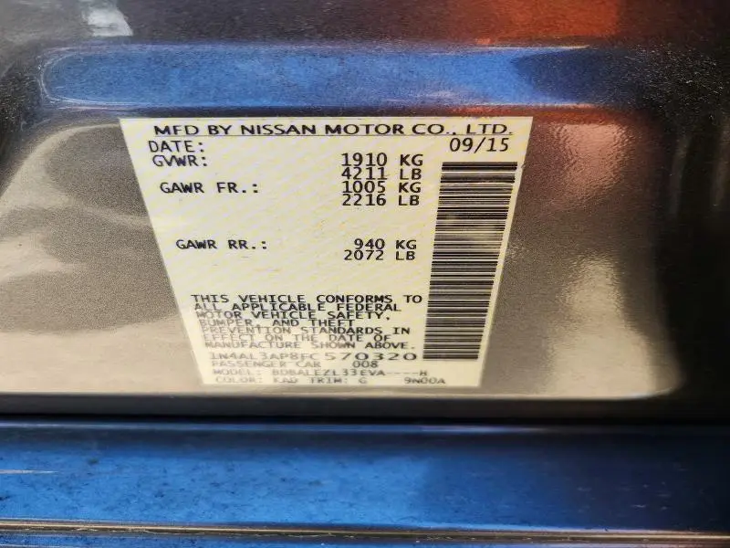 2015 NISSAN ALTIMA 2.5 S  