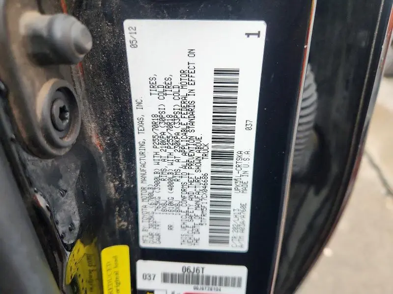 2012 TOYOTA TUNDRA DOUBLE CAB SR5  