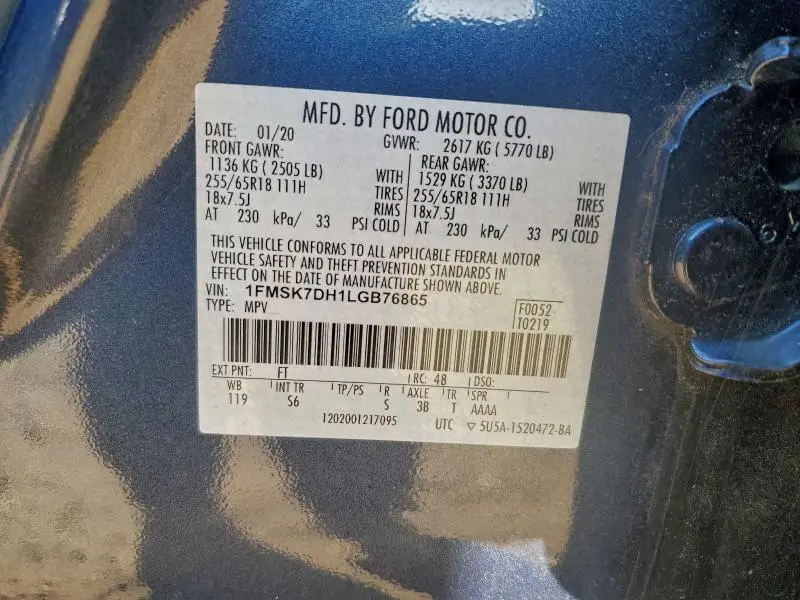 2020 FORD EXPLORER XLT  