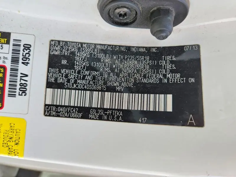 2013 TOYOTA SIENNA LE 7-PASSENGER  