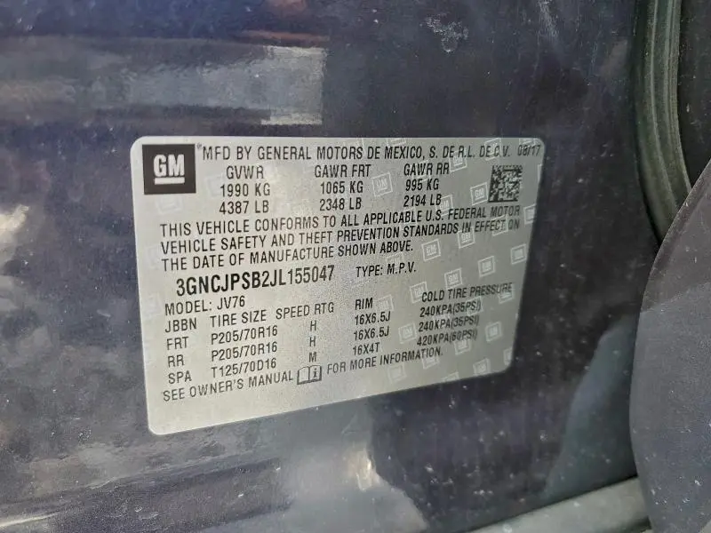 2018 CHEVROLET TRAX 1LT  