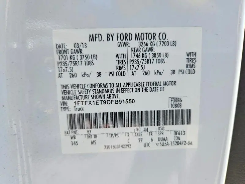 2013 FORD F150 SUPER CAB  