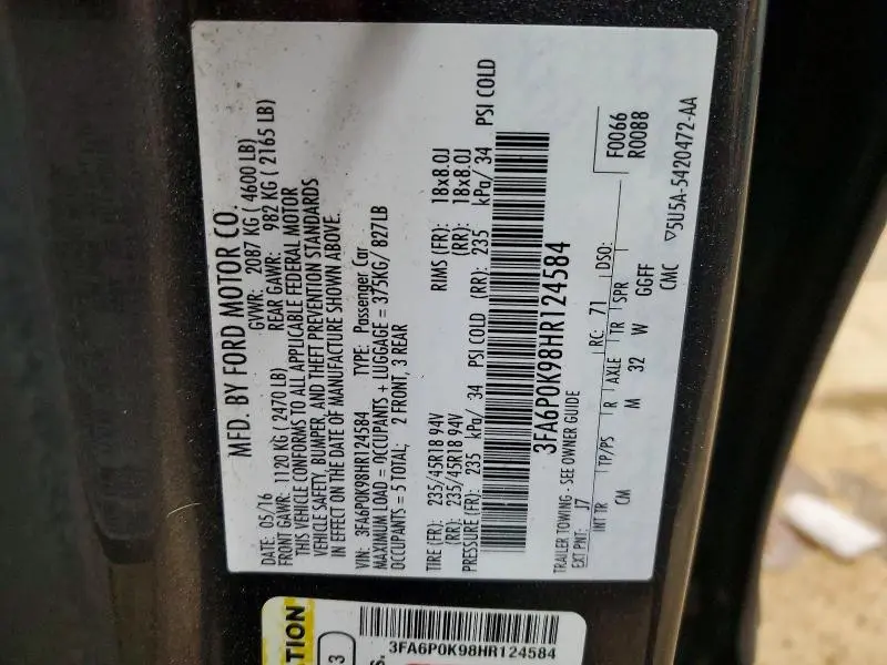 2017 FORD FUSION TITANIUM  