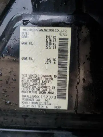 2016 NISSAN ALTIMA 2.5  