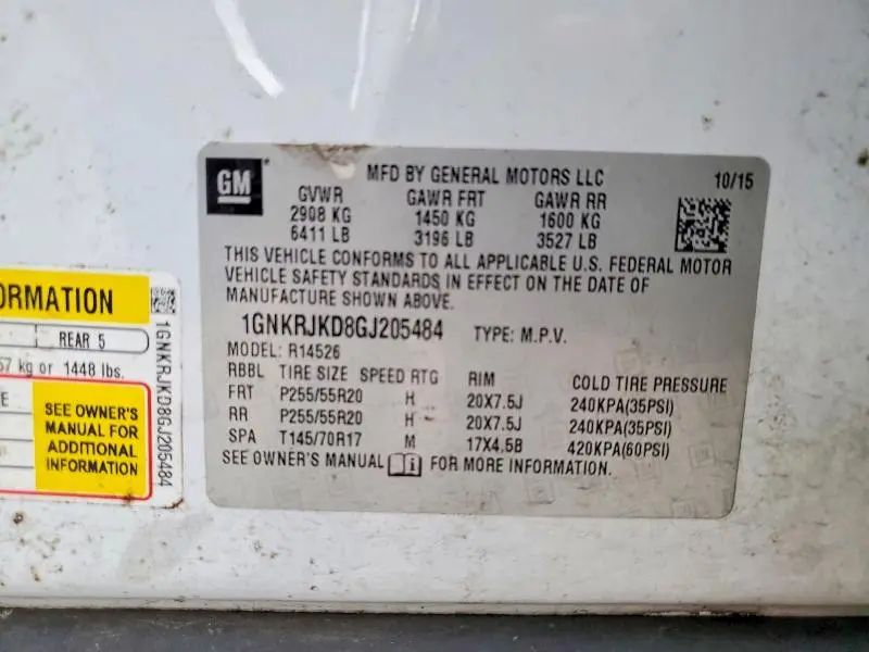 2016 CHEVROLET TRAVERSE LTZ  