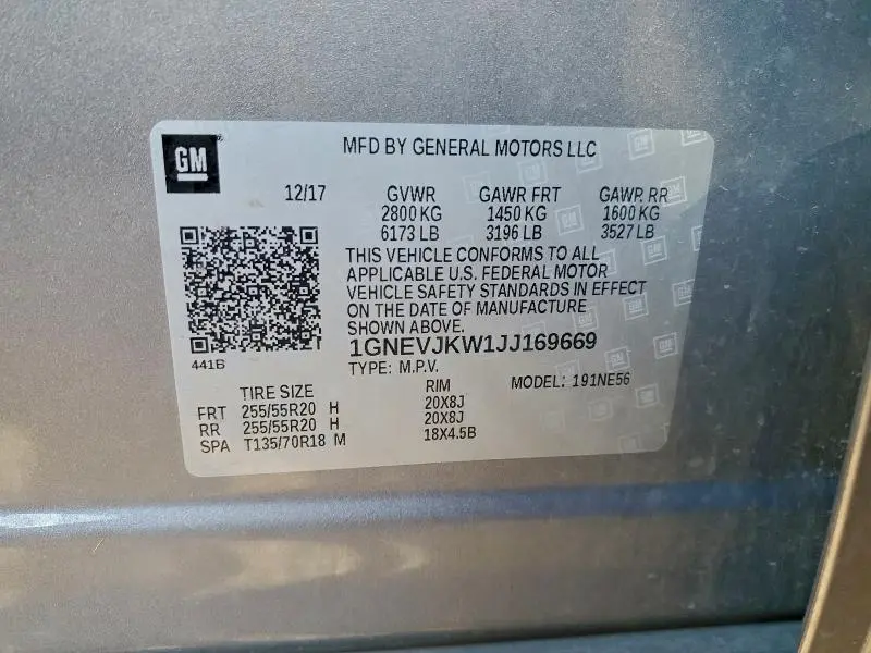 2018 CHEVROLET TRAVERSE PREMIER  