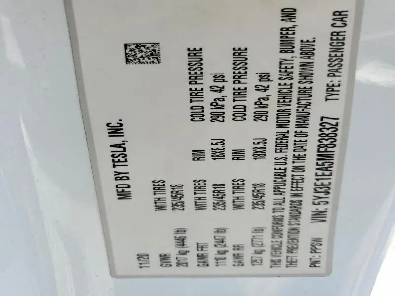 2021 TESLA MODEL 3   
