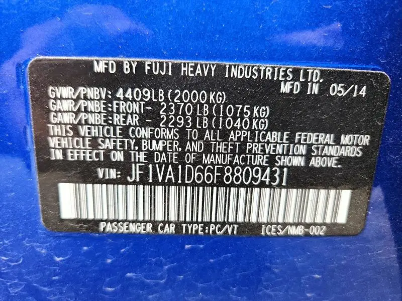 2015 SUBARU WRX PREMIUM  