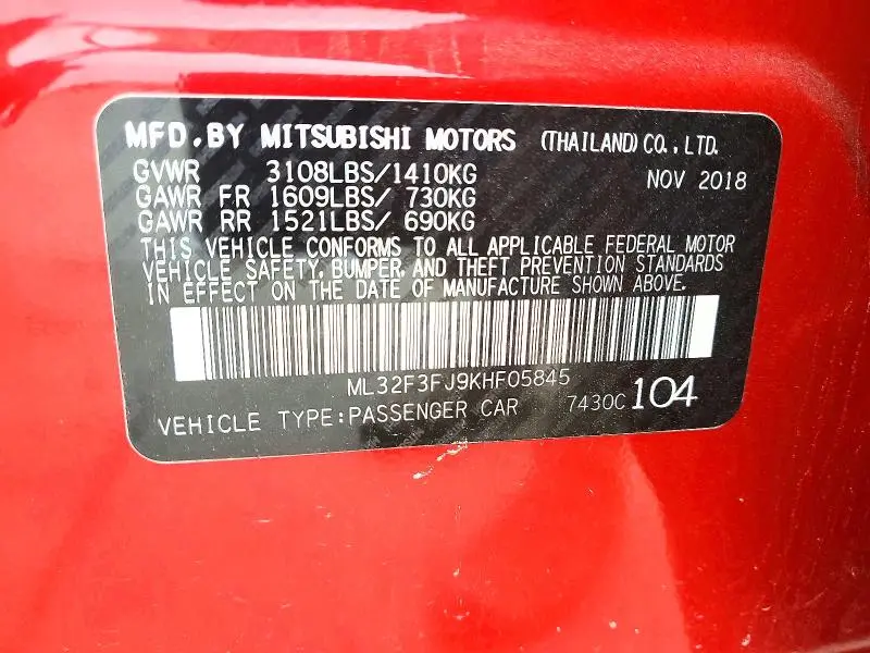 2019 MITSUBISHI MIRAGE G4 ES  