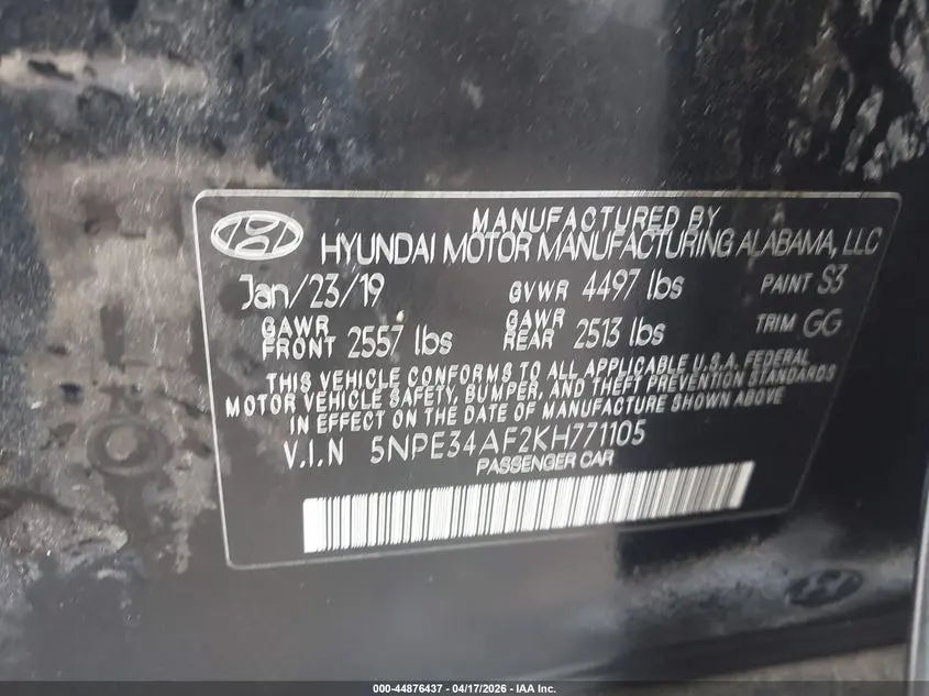 2019 HYUNDAI SONATA LIMITED