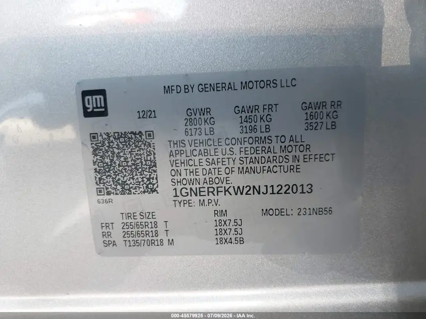 2022 CHEVROLET TRAVERSE FWD LS
