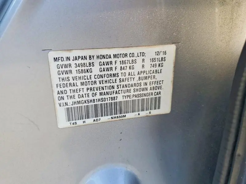 2017 HONDA FIT EX  
