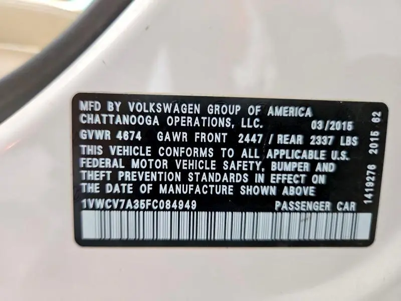 2015 VOLKSWAGEN PASSAT SEL  