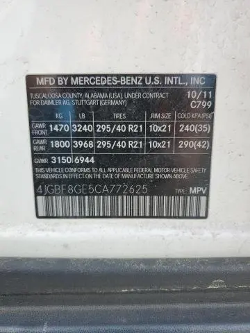 2012 MERCEDES-BENZ GL 550 4MATIC